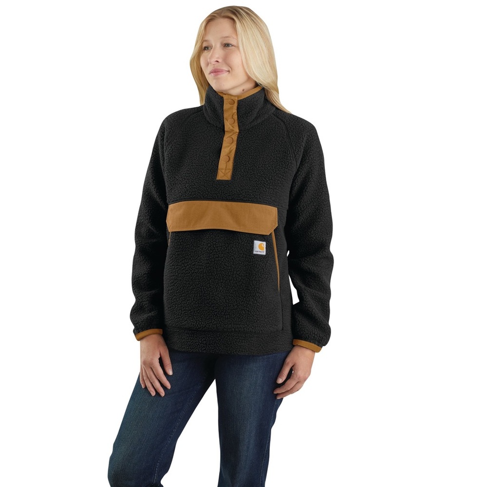 Carhartt Black Relaxed Fit Fleece Sherpa Snap Pullover Size Small